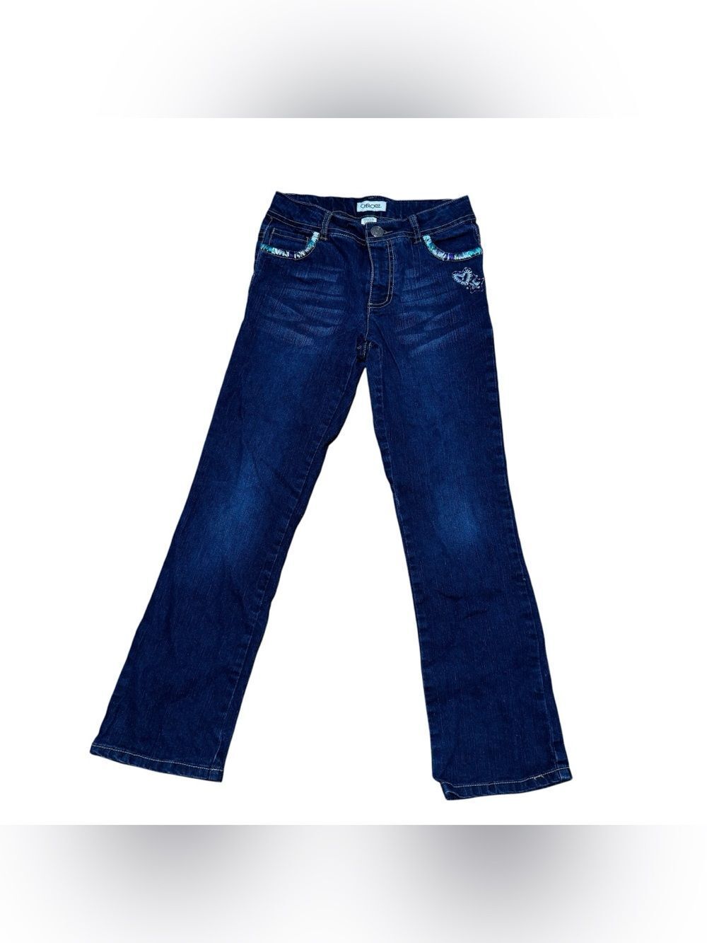 Y2K Cherokee Blue Dark Wash Girls Bootcut Jeans Denim Embroidery Western 12